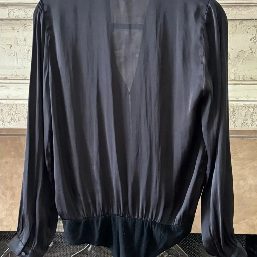 Reset Black Long-Sleeve Sheer Blouse Bodysuit Size Medium - Picture 5 of 9